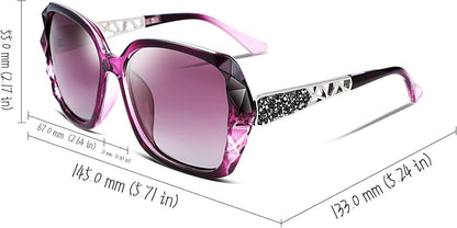Polarized Women Square Sunglasses Sparkling Composite Shiny Frame B2289