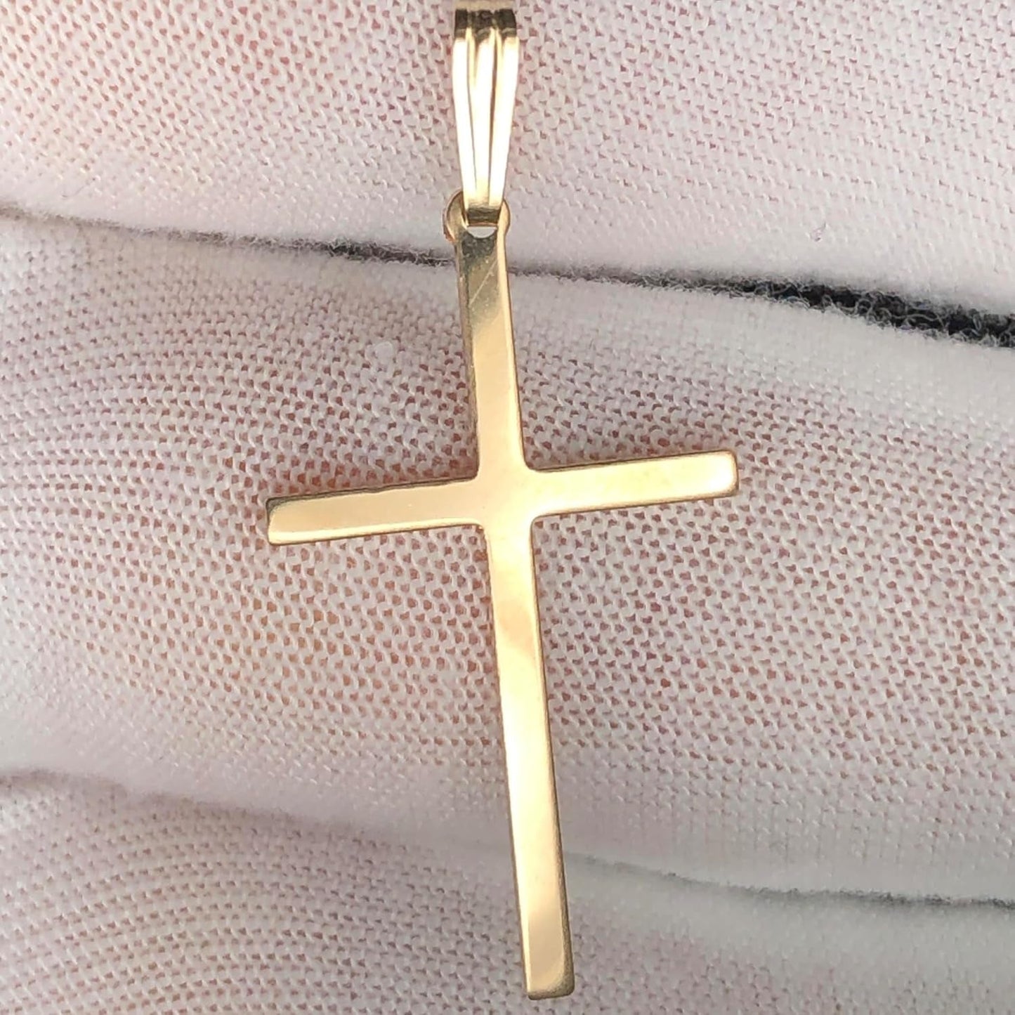 Cross Crucifix Religious Pendant, 1/20 14K Yellow Gold, 1.33 Inch Length, Solid Metal, Unisex, Made in USA - WORLD TIME VISITS
