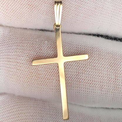 Cross Crucifix Religious Pendant, 1/20 14K Yellow Gold, 1.33 Inch Length, Solid Metal, Unisex, Made in USA - WORLD TIME VISITS