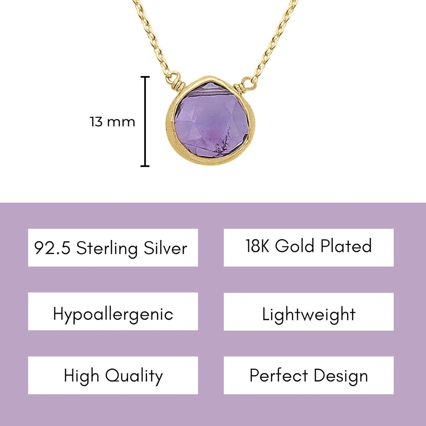 Amethyst Necklace for Women - Authentic 925 Sterling Silver Necklace 18K Gold Jewelry, Dainty Heart Necklace Earring Set for Teen Girls, February Birthstone Gift for Mothers Day
