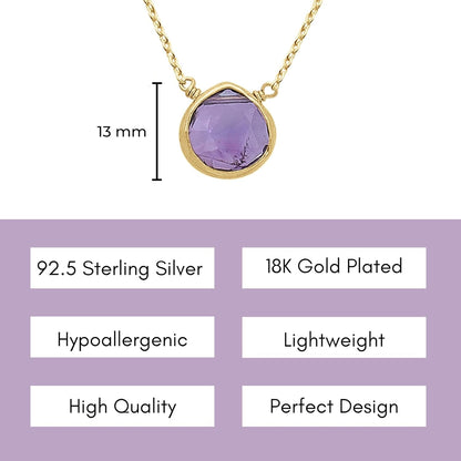 Amethyst Necklace for Women - Authentic 925 Sterling Silver Necklace 18K Gold Jewelry, Dainty Heart Necklace Earring Set for Teen Girls, February Birthstone Gift for Mothers Day