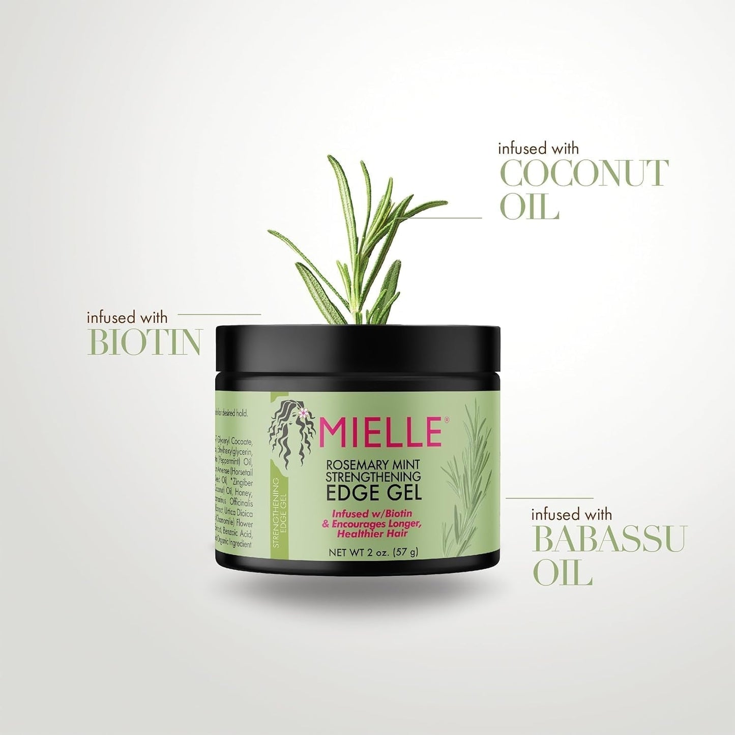 Rosemary Mint Strengthening Edge Gel, Biotin & Essential Oil Hair Styling Treatment, 2 Ounces