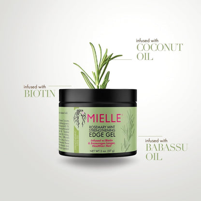 Rosemary Mint Strengthening Edge Gel, Biotin & Essential Oil Hair Styling Treatment, 2 Ounces