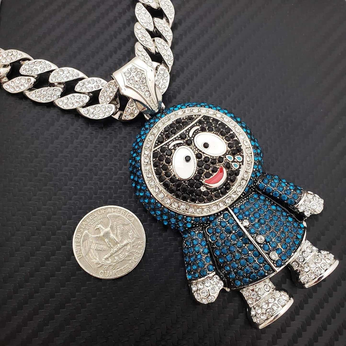 Hip Hop Iced Large BRICK SQUAD ESKIMO Pendant & 18" 1 ROW Tennis Choker Chain Necklace