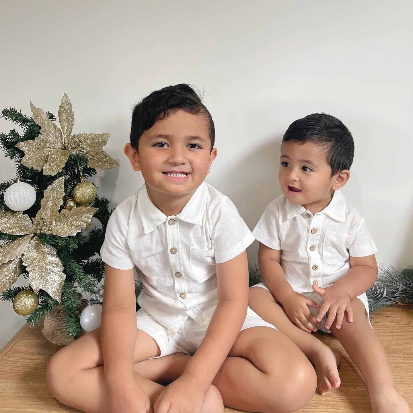 Baby Boy Cotton Linen Shorts Set Solid Color Short Sleeve Button down T-Shirt Tops and Shorts Summer Outfit Clothes