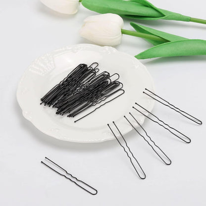 300 Hair Bun Bobby Pins U Shaped Pin Hair Grips to Clip Ballet Hair Net for Women 7 CM/2.8 Inch Black