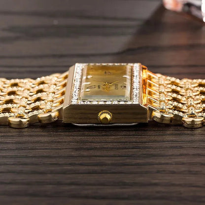 2016 Brand New Stainless Steel Chain Fashion Gold Watch Women Wristwatch Alloy Square Watch Student Bracelet Relogios Feminino