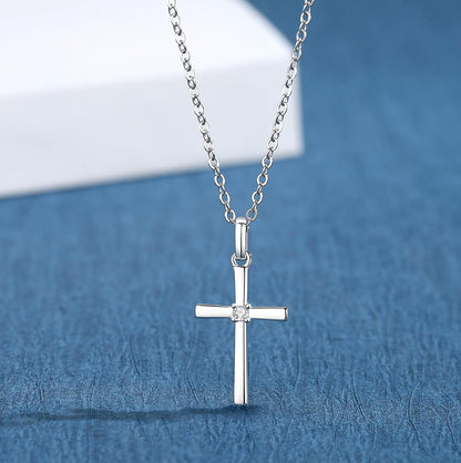 Women’S 925 Sterling Silver Cross Necklace, Small Cross Pendant Confirmation Necklace