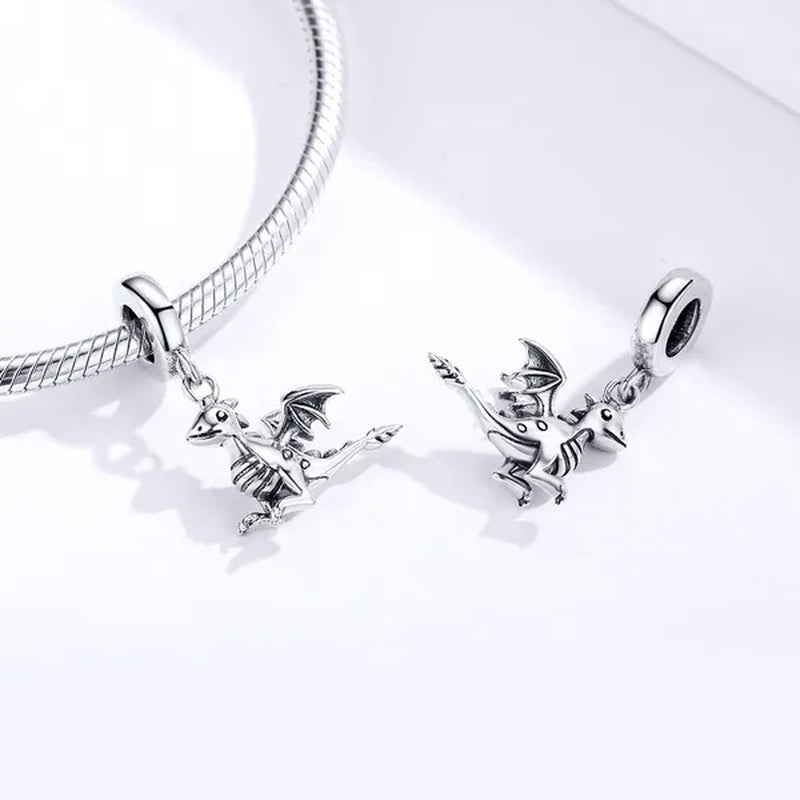 Vintage 925 Sterling Silver Legend Smaug Dragon Pendant Charms Fit Charm Bracelets for Women Halloween Jewelry Gifts