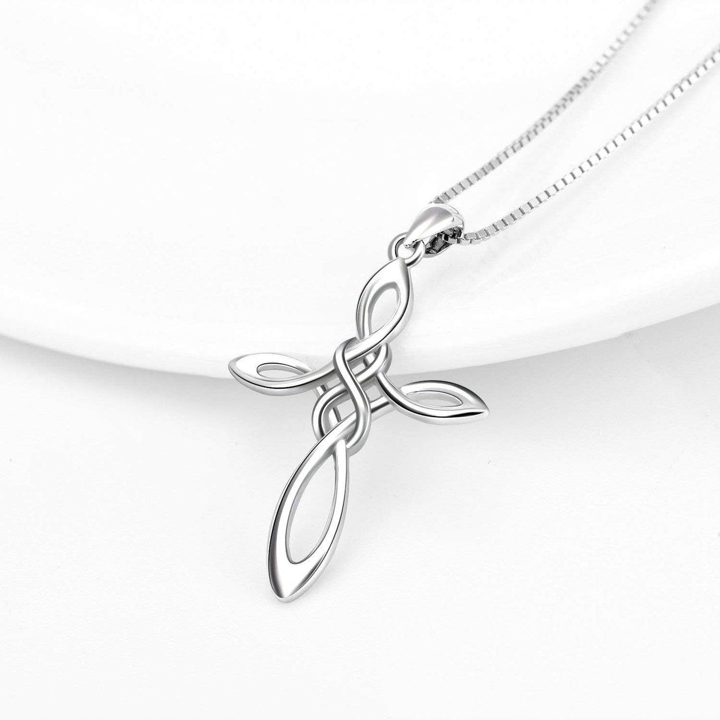 Celtic Knot Cross Necklace Sterling Silver Birthstone Polished Religious Infinity Celtics Jewelry Gifts for Women