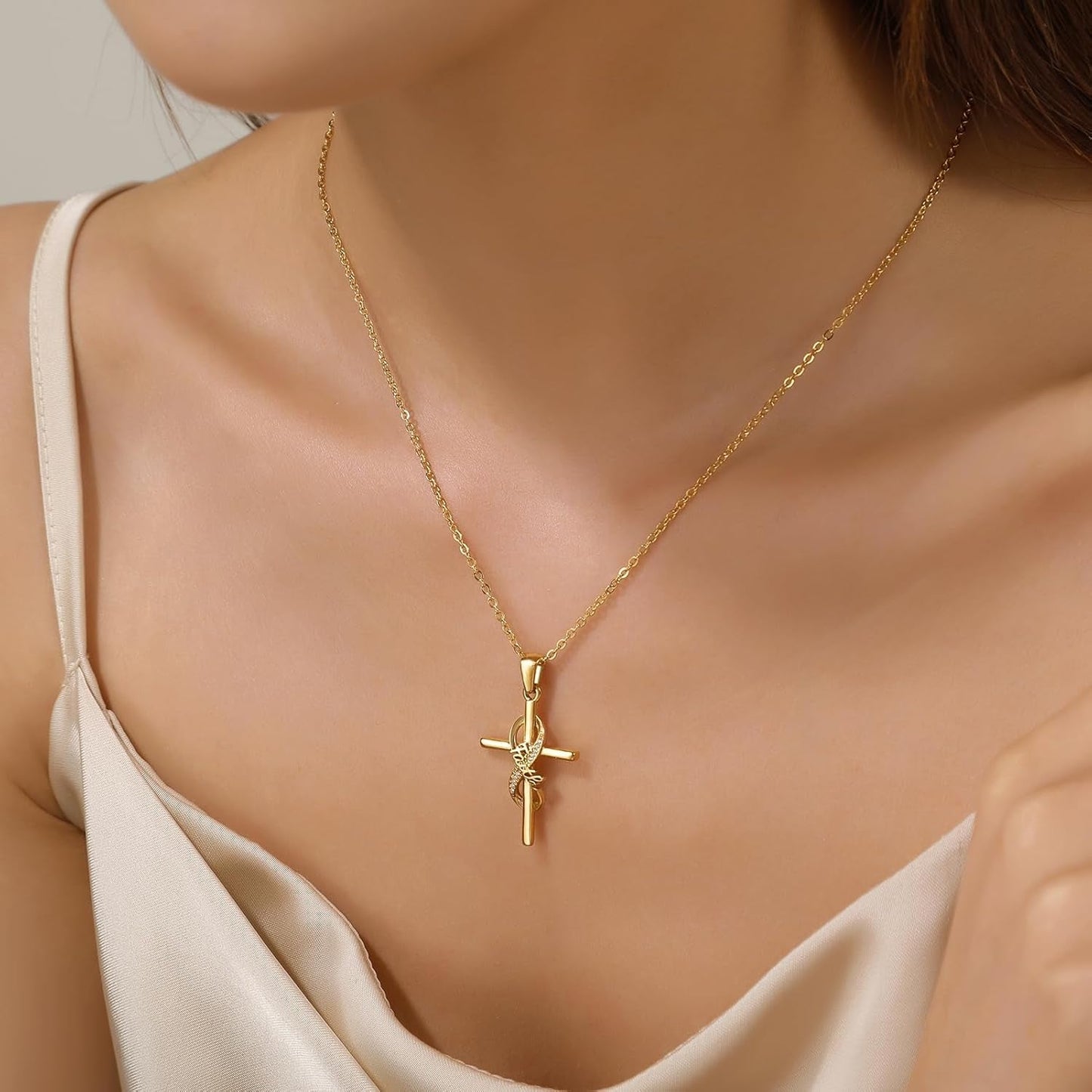 Faith Cross Necklace for Women - 18K Gold Plated Stainless Steel Christian Bible Verse Crucifix Pendant Necklaces| Religious Jewelry Gift for Mom, Sister& Friend (Mother'S Day, Birthday)