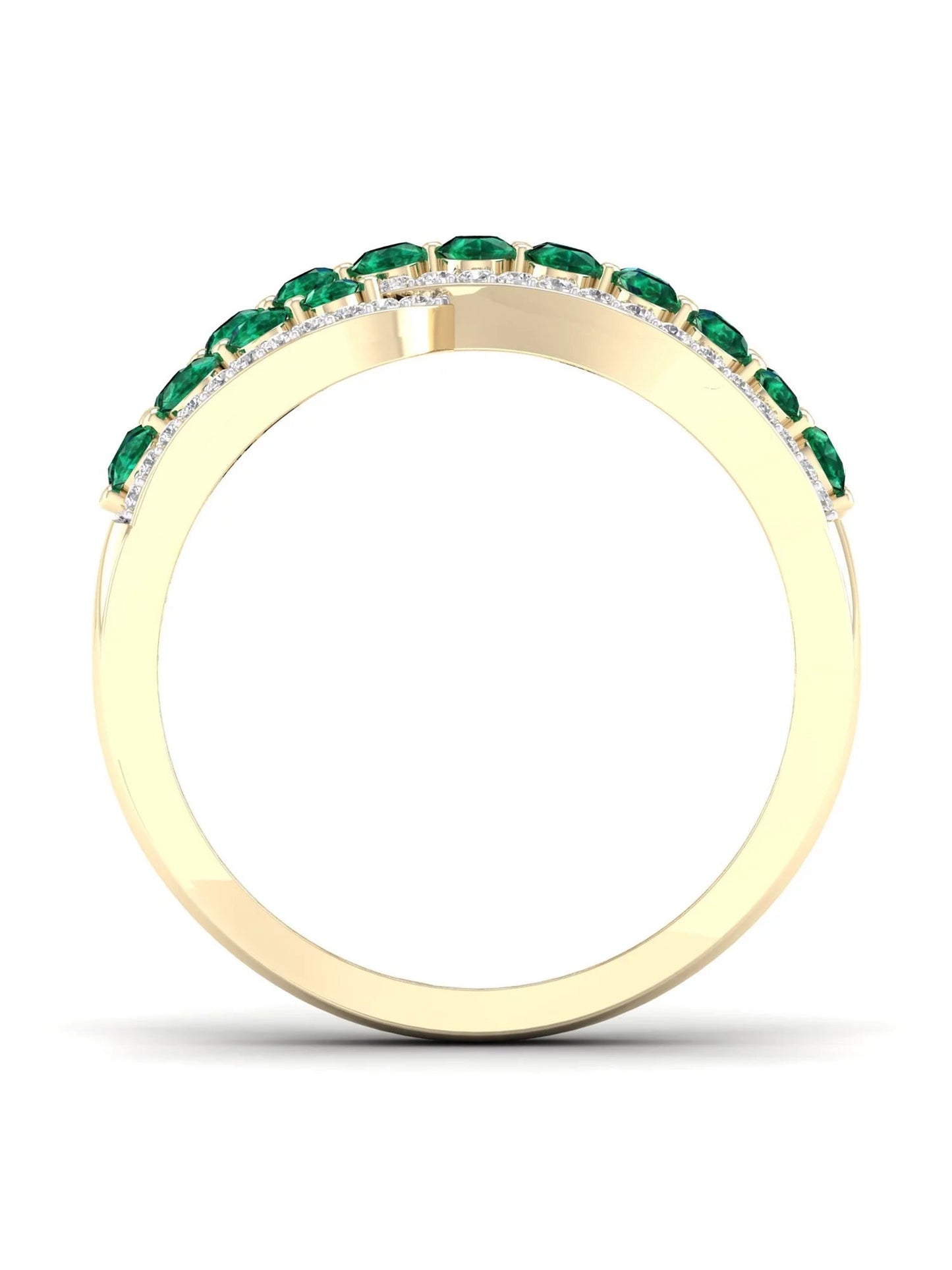 Gemstone 10K Yellow Gold Emerald 1/4 CT TW Diamond Women'S Fashion Ring