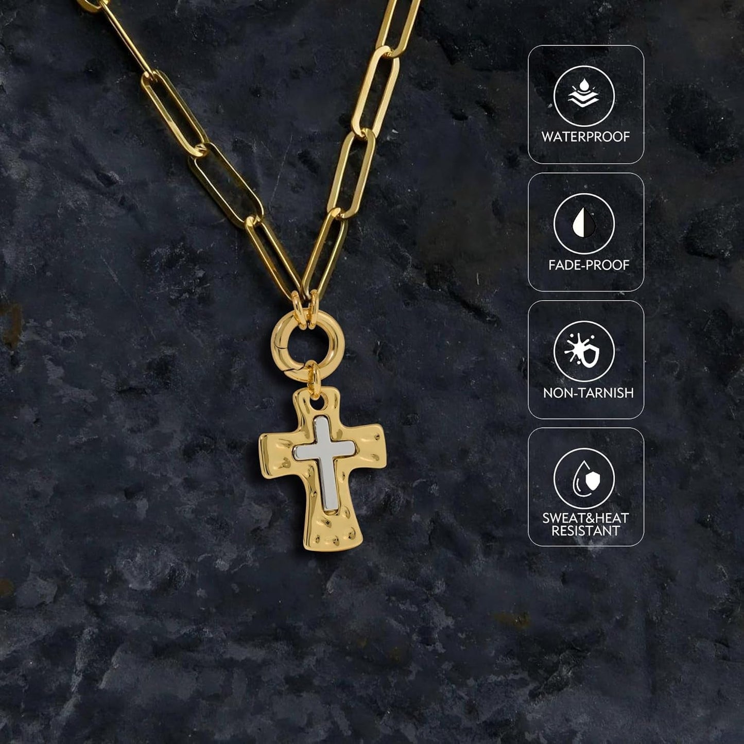Unisex Silver Gold Cross Necklace,Sterling Silver Cross Necklace for Women,Mens Gold Silver Pendant Necklace,Gifts for Boyfriends or Girlfriends for Valentine'S Day,Birthdays,Christmas,Easter