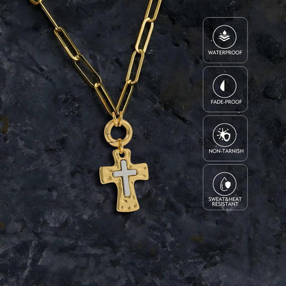 Unisex Silver Gold Cross Necklace,Sterling Silver Cross Necklace for Women,Mens Gold Silver Pendant Necklace,Gifts for Boyfriends or Girlfriends for Valentine'S Day,Birthdays,Christmas,Easter