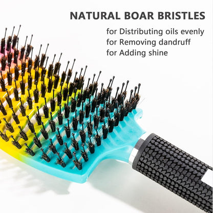 Detangling Brush 2 Pack,Boar Bristles Hair Brush without Pain Adds Shine and Makes Hair Smooth,Fast Drying Styling Massage Hairbrush for Women, Girls.Detangler Hair Brush for Wet or Dry Hair.……