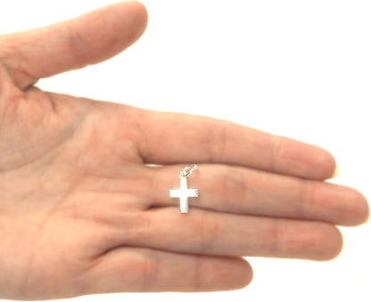 925 Sterling Silver Cross Charm, Mini Cross Charm Pendant for Necklace, Bracelet, Jewelry, High Polished Silver Cross Pendant