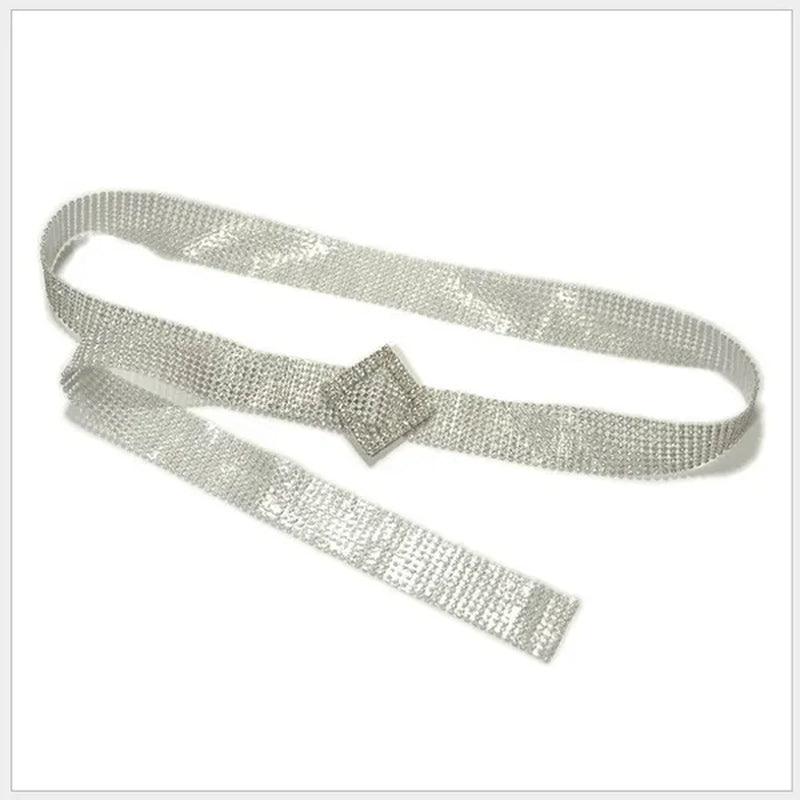 Brilliant Women's Belt Waist Chain Full Diamond Rhinestone Crystal Belt Luxury Large Party Silver Waist Belt