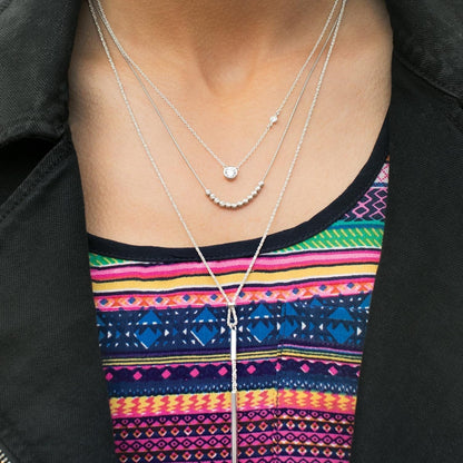 'Marvel' Cubic Zirconia Necklace in Sterling Silver, 16" + 2"