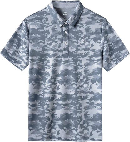Men'S Camo Polo Golf Shirt Hiking Dry Fit Short Sleeve T-Shirts Pique Collared Polo Jersey