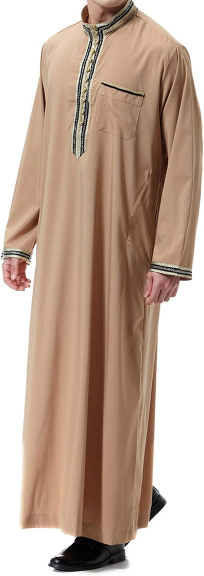 Islamic Mens Clothing Kaftan Maxi-Muslim Male Shirt Long Sleeve Abaya Dubai Cotton…