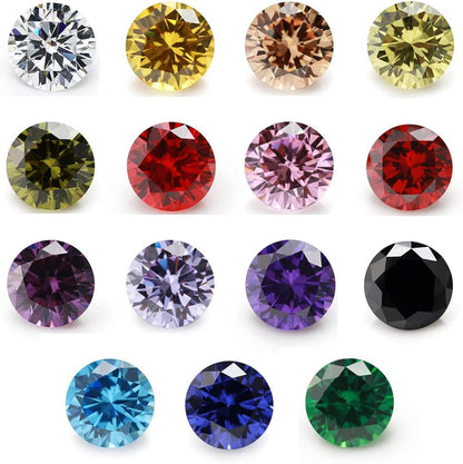Round Cut 5A Cubic Zirconia Stone Mix 15 Colors Loose CZ Stones Synthetic Gemstone for Jewelry Making - WORLD TIME VISITS