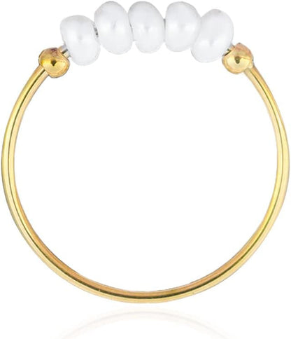 High End Natural Freshwater Pearl Irregular Combination Rings for Women,18K Gold Plated Gold Beads,Pearl Ring - WORLD TIME VISITS