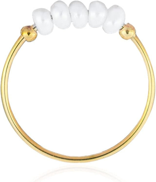 High End Natural Freshwater Pearl Irregular Combination Rings for Women,18K Gold Plated Gold Beads,Pearl Ring - WORLD TIME VISITS