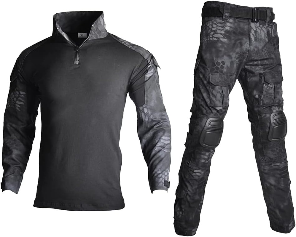 Mens Tactical Military Suits Long Sleeve Rip-Stop Uniforms Combat Shirt and Pants Elbow Knee Pads - WORLD TIME VISITS