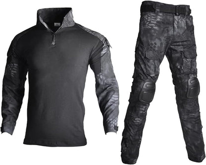Mens Tactical Military Suits Long Sleeve Rip-Stop Uniforms Combat Shirt and Pants Elbow Knee Pads - WORLD TIME VISITS