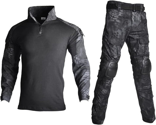 Mens Tactical Military Suits Long Sleeve Rip-Stop Uniforms Combat Shirt and Pants Elbow Knee Pads - WORLD TIME VISITS