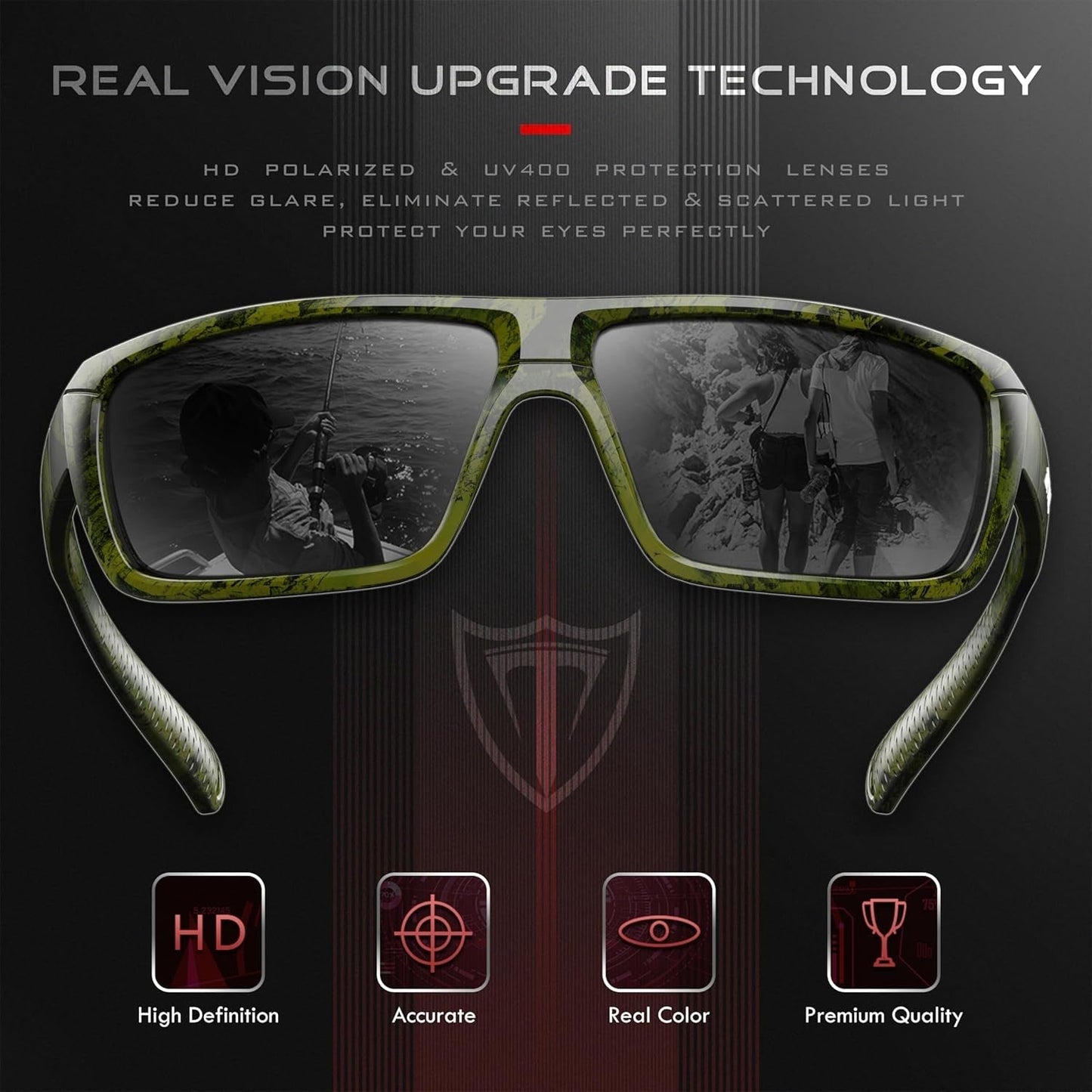 Polarized Wrap Sunglasses for Men - Fishing Sports Glasses UV Protection