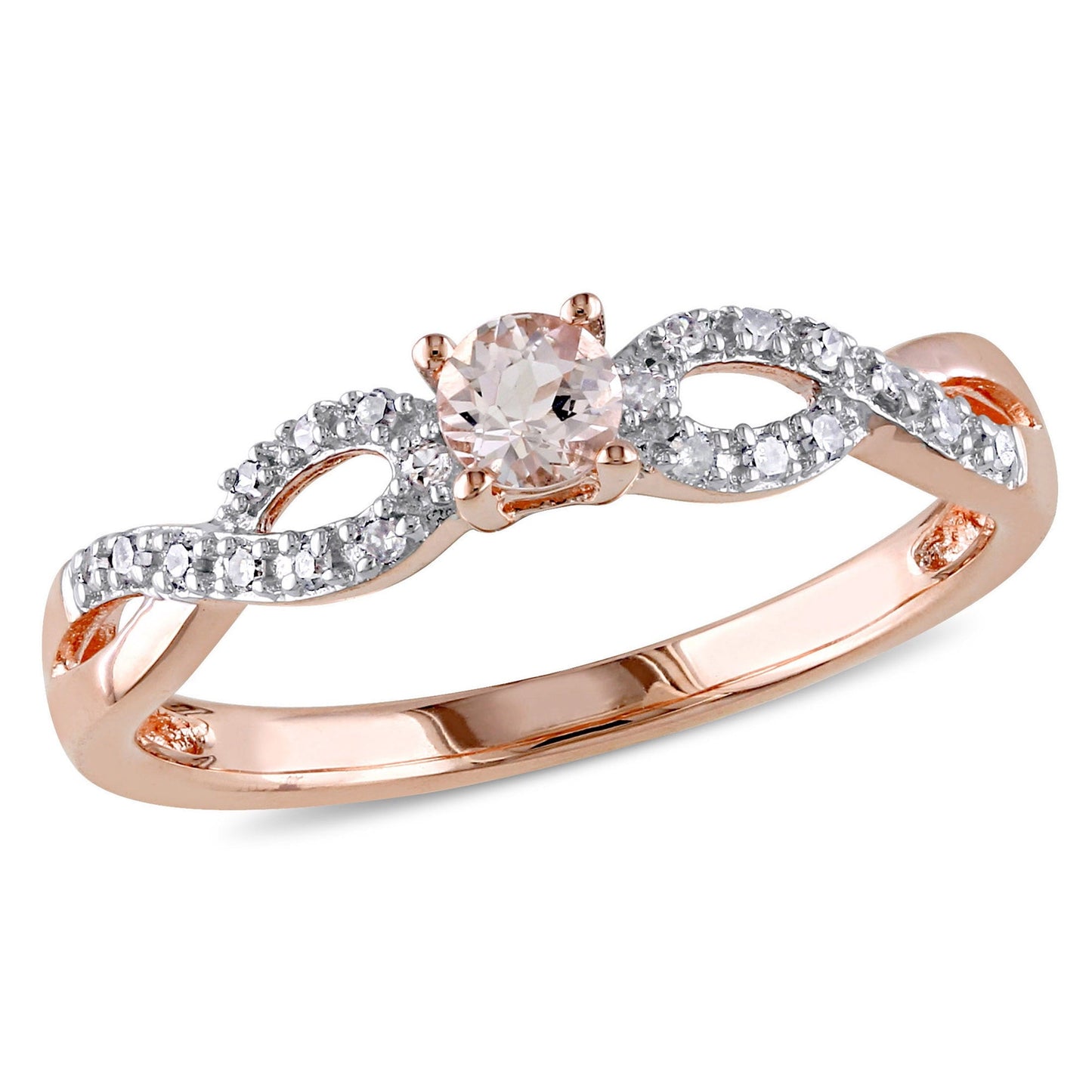 Women'S 1/6 CT Morganite 1/10 CT T.W. Diamond Rose Gold Flash Plated SS Infinity Ring