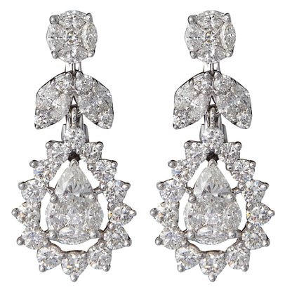 Elegant 3.84ct Brilliant Diamond Drop Earrings in 18k White Gold