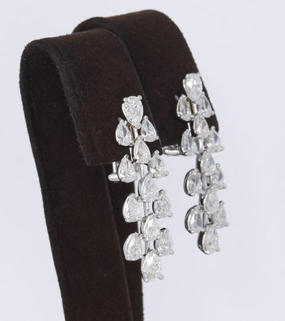 Elegant 5.28 Carat Pear Shape Diamond 18k White Gold Drop Earrings