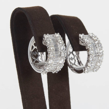 Exquisite 6.36 Carat Diamond 18k White Gold Huggie Hoop Earrings