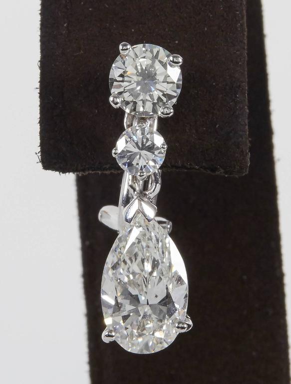 GIA Certified Pear Shape Diamond Dangle Drop 14k Gold Earrings