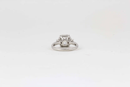 3 Carat GIA Radiant Cut Diamond Platinum Three Stone Engagement Ring