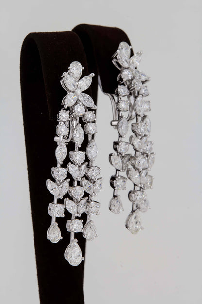 Exquisite 12.36 Carat Diamond Chandelier Earrings In 18k White Gold
