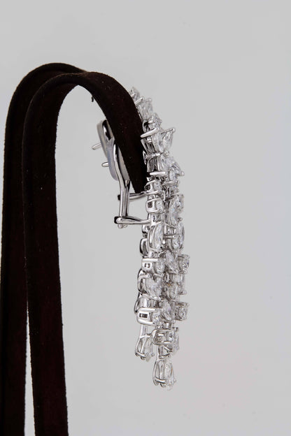 Exquisite 12.36 Carat Diamond Chandelier Earrings In 18k White Gold