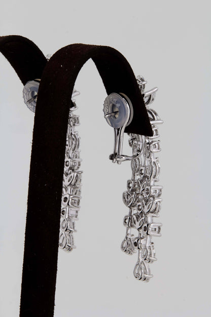 Stunning 12.36 Carat VS Diamond Chandelier Earrings 18k White Gold
