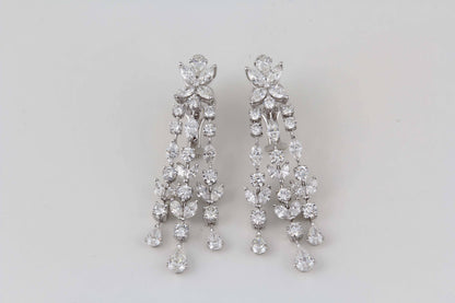 Exquisite 12.36 Carat Diamond Chandelier Earrings In 18k White Gold