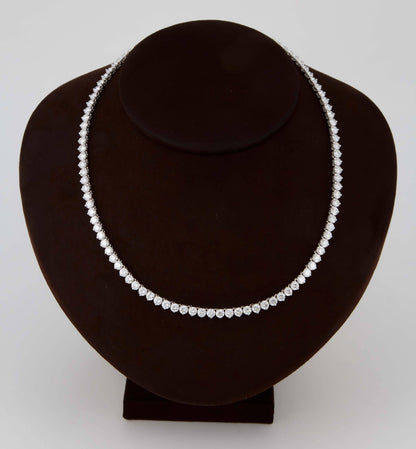 Fine 24.88ct Round Diamond Tennis Necklace 18k White Gold Three Prong