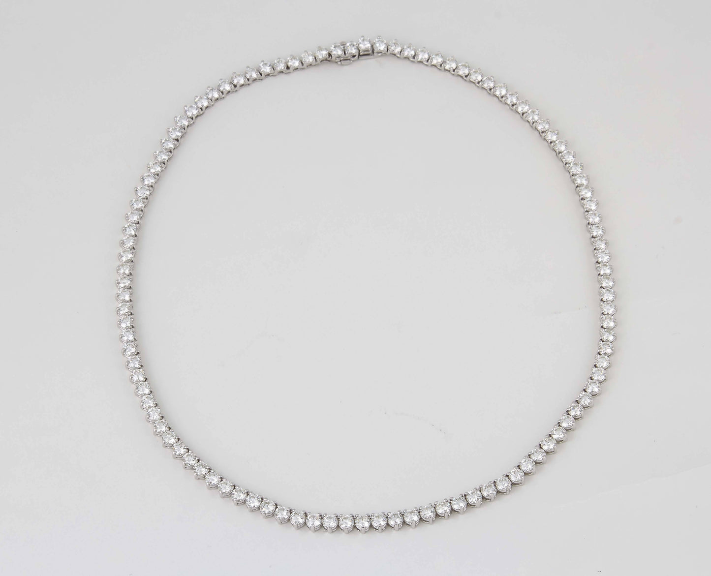 Fine 24.88ct Round Diamond Tennis Necklace 18k White Gold Three Prong