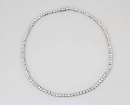 Fine 24.88ct Round Diamond Tennis Necklace 18k White Gold Three Prong