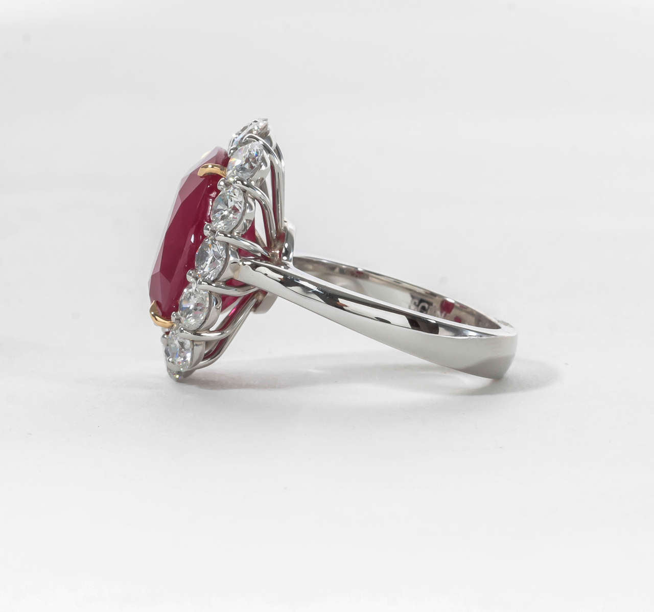 Exquisite 10 Carat Intense Red Burma Ruby Platinum Diamond Ring