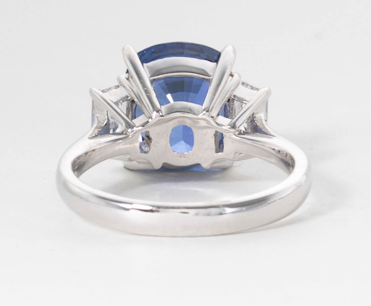GIA Certified 8.04 Carat Cushion Cut Blue Sapphire Diamond Ring