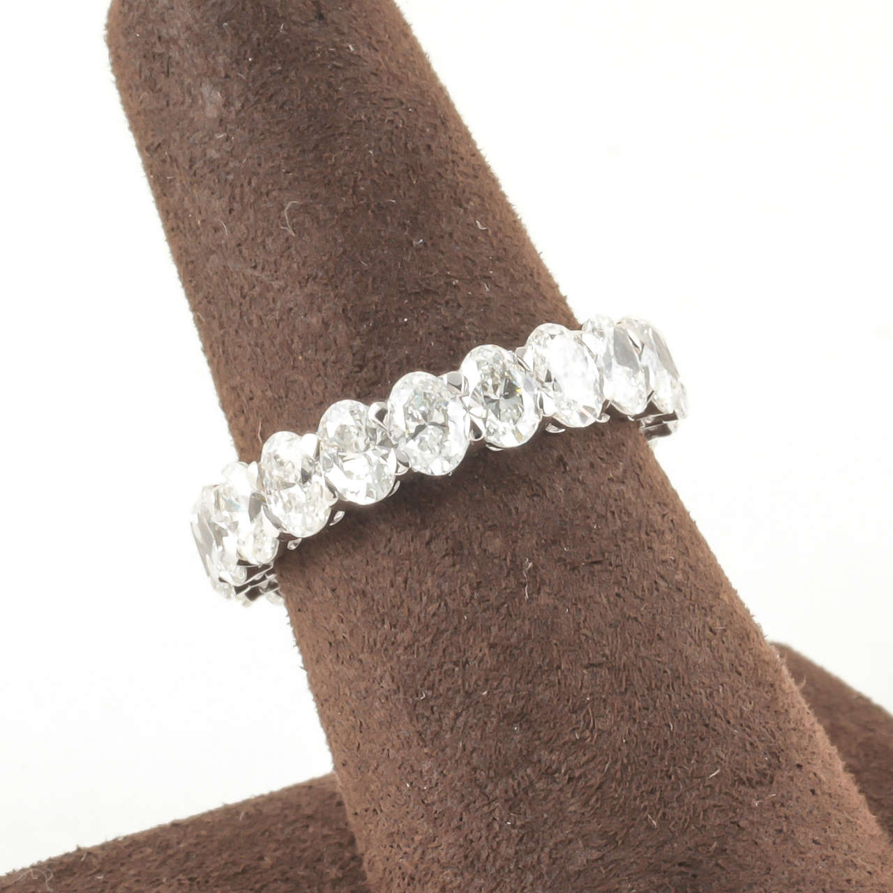 Exquisite 4.86 Carat Oval Diamond 18k White Gold Eternity Band
