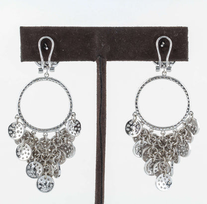 Elegant 18k White Gold Pave Diamond Chandelier Drop Earrings