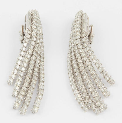 Stunning 18.41 Carat Diamond 18k White Gold Waterfall Chandelier Earrings