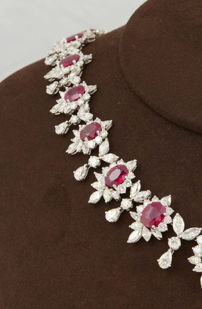 Important Burma Ruby and Diamond Platinum High Jewelry Choker Necklace